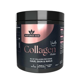 Natures Aid Natures Aid Collagen Shake Powder 8000 mg, Premium High Strength Hydrolysed Bovine Collagen Peptides with Added Hyaluronic Acid Selenium Biotin and Vitamin C, Vanilla, 225 g