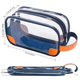 Toiletry Bag for Men, Lermende Clear Shaving Dopp Kit Mens Wash Bags Travel Toiletry Bag with Hand Strap Unisex Bathroom Gym Toiletries Organiser (Blue)