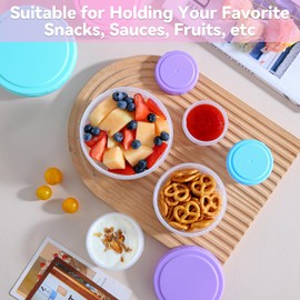 IKiKiCubee Small Containers with Lids, Reusable Plastic Containers for Snack and Puree, Salad Dressing Container to Go, Deli Containers, Freezer Condiment Containers, Dishwasher Safe, BPA Free