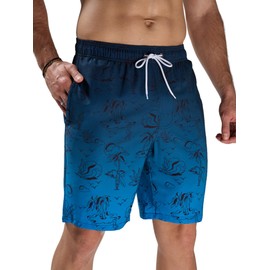 Arcweg Mens Board Shorts Swimming Shorts Quick Dry Men Swim Shorts & Trunks Beach Shorts Long with Multi-Pockets Surf Black Blue Gradient XXL(UK)