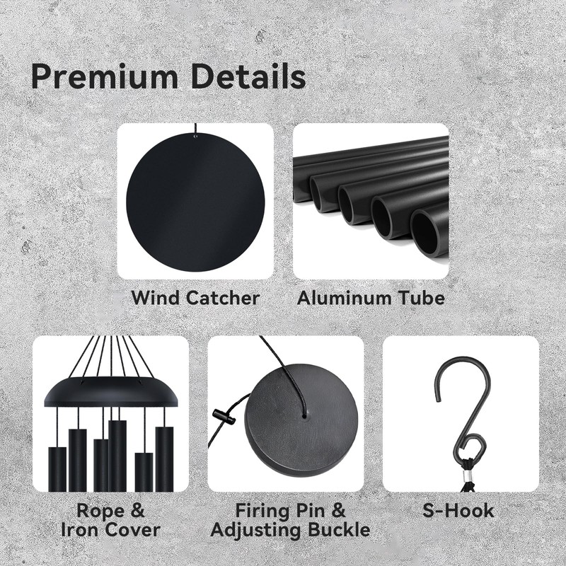 80" Extra Large Deep Tone Metal WindChimes with 6 Thickened