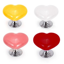 ASTIMESA Heart Shaped Toilet Button Pusher with Tapes, Plastic Toilet Push Button Helper, Toilet Lid Lifter Handle Topper Replacement for Women Manicure (4 pcs)