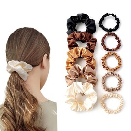 10pcs Intestine Style Scrunchies, 5 Large and 5 Small Hair Ties Elastic Scrunchies Hair Accessories for Everyday Wear for Women Girls