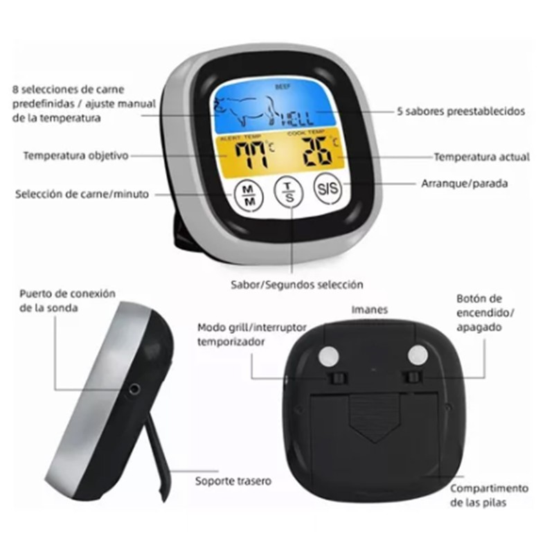 Digital Meat Thermometer Instant Read Touch Screen Food Thermometer with