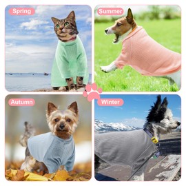 KATOLK 4 Pack Dog Shirts Waffle Dog Clothes for Small Medium Dogs, Stretchy Dogs Boy Girl Dog T-Shirts Lightweight, Soft and Breathable Puppy Kitten Dog Shirts for Chihuahua