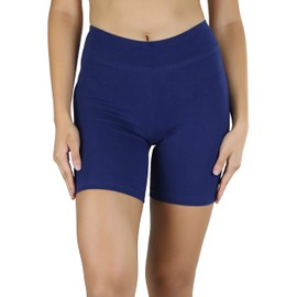 ToBeInStyle Pantalones cortos para mujer de mezcla de algodón y elastano de 15 pulgadas, Azul marino: cintura gruesa, XL