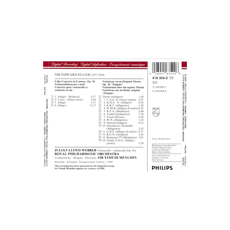 Elgar: Cello Concerto, Enigma Variations