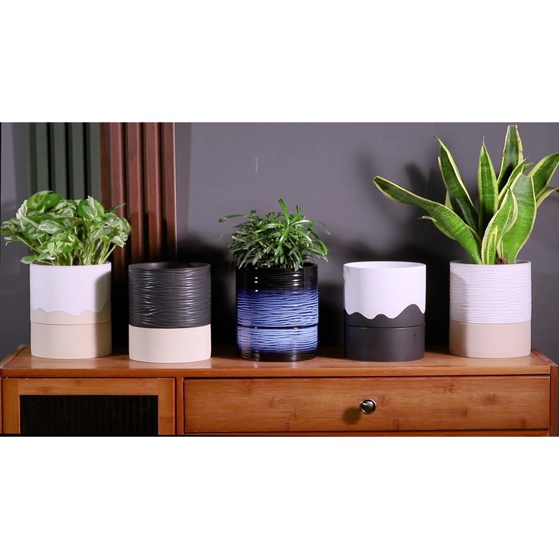 Nihow Self Watering Plant Pot: 6 Inch Ceramic Planter with