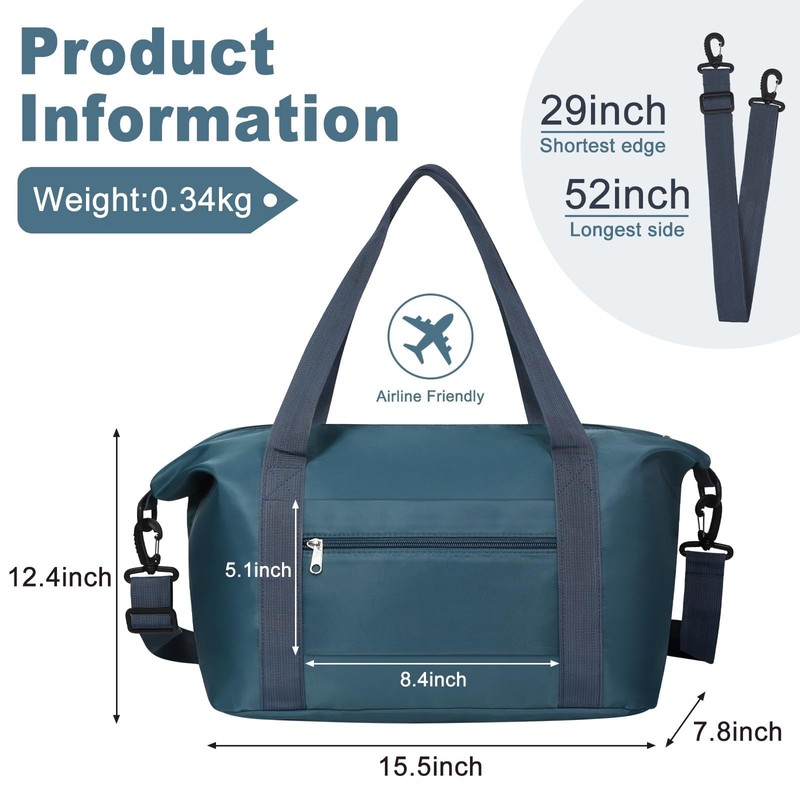 DMLuna Travel Duffel Bag, Tote Sports Gym Bag, Shoulder Overnight