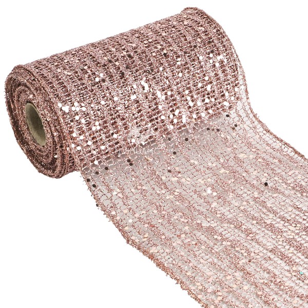 HUIHUANG Rose Gold Wired Ribbon 6 inch Wide Rose Gold