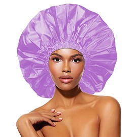 Donna Gorro Ducha Acondicionador Satén Sedoso Impermeable Reutilizable Plástico Banda Elástica Como Regalo Mujer Unidad Color Lila Tamaño Jumbo
