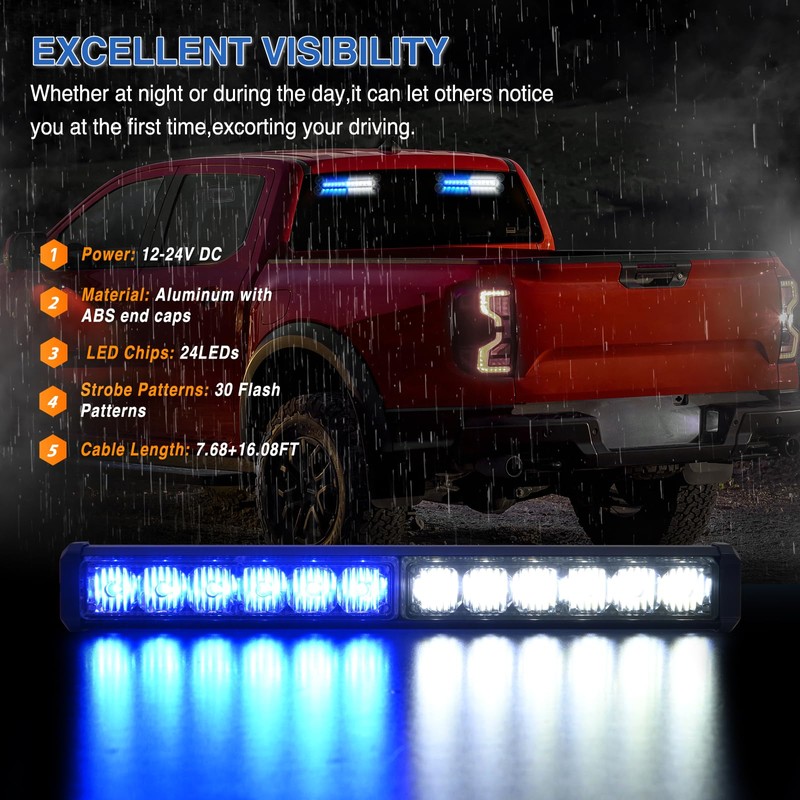 Nilight 24LED Emergency Strobe Traffic Advisor Light Bar 2 in