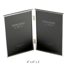 4" x 6" - Impressions Silver Plated Thin Double Photo Frame
