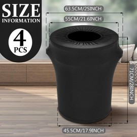 Tanlade 32 Gallon Stretch Trash Can Spandex Cover Outdoor Waste Garbage Can Spandex Covers for Indoor Kitchen Outdoor Round Waste Container Bin, Without Trash Bin(Black,4 Pcs)