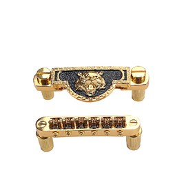 Alnicov Electric Guitar Tailpiece Bridge and roller saddle Tune-O-Matic - Gold Tiger Head