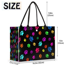 Colorful Animal Dog Cat Paw Tote Bag For Women Travel Bag Reusable Grocery Bag Utility Tote For Work Shopping Pool Beach Bag for Gift Outdoor