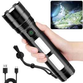 KINGCAESAR Large Size Rechargeable Flashlights with 2 Cob Light, Super Bright 1000000 High Lumens Flash Light, 7200 mAh & 24 Hours High Powered LED Flashlights, IPX7 Waterproof for Outdoor, Home