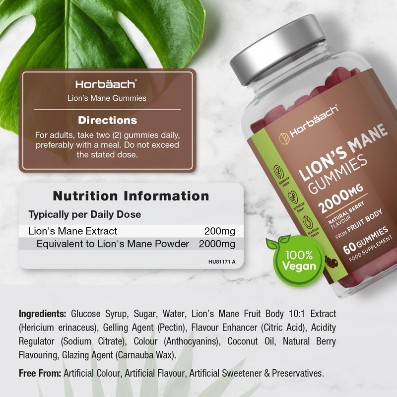 Lions Mane Gummies 2000mg | High Strength Lions Mane Supplement