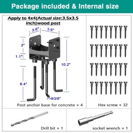 Stainless Steel Post Base Anchor Bracket for 4"x4" Post with Air Flow Channel, U-Shaped Post Holder Bracket with Rebars Working in Concrete Foundation, 4Pack [Patent Pending]