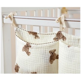 BATTILO PTY 100% Cotton Gauze Hanging Baby Diaper Organizer for Changing Table, Toys, and Crib - 2 Pockets Nursery Caddy Baby Essentials (Gray)