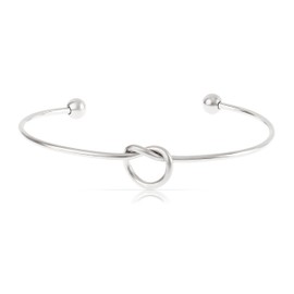 Made by Nami Heart Bangle Silver or Gold Made of Surgical Stainless Steel Braided Heart Bangle Size Adjustable Hypoallergenic Jewellery Women's Gifts for Women Best Friend Gift, One size, Stainless