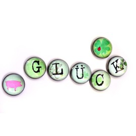 HAB & GUT -MC200V- Magnet set ARTS & LYRICS Lettering: GLÜCK, Set of 7 magnets-, 25 mm -0.98 Inches-