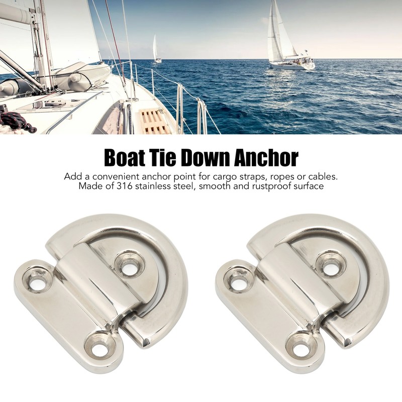 Stainless Steel Marine Folding Pad Eye Cleat Heavy Duty D