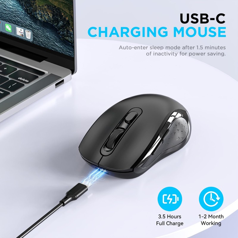 Lveheay Wireless Computer Mouse Black