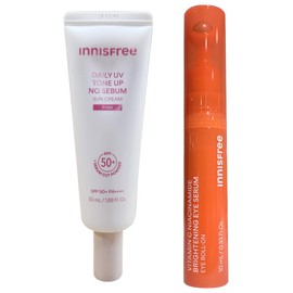 Innisfree Daily UV Tone Up No-Sebum Sun Cream 50ml (Pink) + Eye Serum 10mL / 이니스프리 데일리 유브이 톤업 노세범 선크림 50ml (핑크)+ 아이세럼 10mL