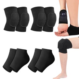 lbxtswpl Protective Knee Pads, 2 Pair Soft Breathable Knee Pads, Stretchy Dance Knees Pad with 2 Pairs Heel Socks, Stretchy Knee Pad for Dance Volleyball Football Yoga Tennis Cycling Jogging(Black)