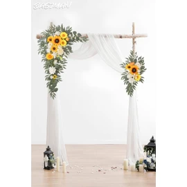 BASIMAN Arch Flowers with Drapes Kit (Pack of 3) for Wedding Ceremony Arbor and Reception Backdrop Decoration Wedding Welcome Signs Floral Birthday Party Decoration(Sunflower)
