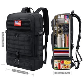 BERTASCHE Lunch Backpack for Men, 15.6 Inch Laptop Backpack for Work College Travel Camping Tactical Molle Daypack, Black