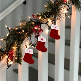OJCHRLKF Mini Monograma con inicial de 8 pulgadas, bordado de Navidad, calcetines de punto, decoración de Navidad, color rojo, blanco, verde, lindo calcetín de Navidad, rojo-Z-60