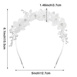 Tulle Flower Headband, Princess Pearl Hair Accessories, White Floral Wreath Hair Accessory for Birthday Party, Wedding Headbands