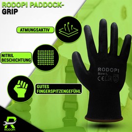 RODOPI Paddock Grip Work Gloves for Men and Women, Nitrile Coated Assembly Gloves, Nitrile Gloves, Mechanic Gloves, Oil Resistant