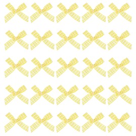 PATIKIL 1.5 Inch Mini Satin Ribbon Bows, 100 Pcs Bowknot Flowers DIY Craft Ribbon Bow Appliques for Gifts Sewing Scrapbooking Decor Wedding Graduation, Yellow