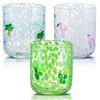 SiliFine 3 Pcs Tropical Icon Juice Glasses, 14oz Flamingo, Palm