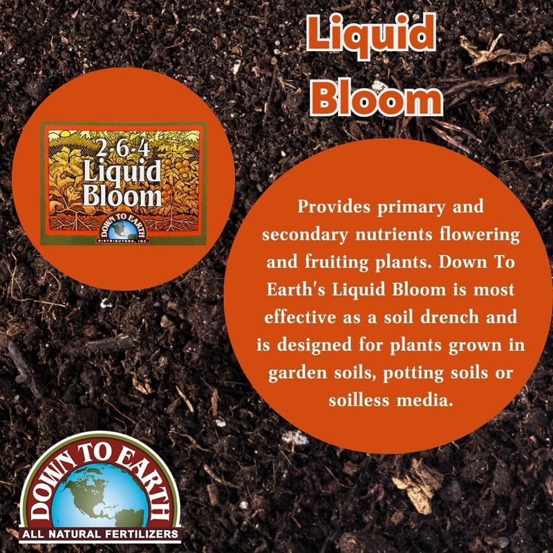 Down to Earth Liquid Bloom Fertilizer 2-6-4, 1 Quart