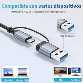 vantisan 8 en 1 Adaptador USB C Multipuerto a 1 USB 3.0,1 USB 3.0 y 3 USB 2.0,1 Puerto USB-C,Lector de Tarjetas SD/TF y Conector de Audio de 3,5 mm,Co