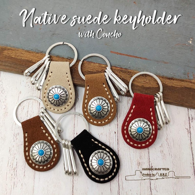 H.N.Z Key Chain nskh-001 Suede Concho Turquoise Native American Keychain,