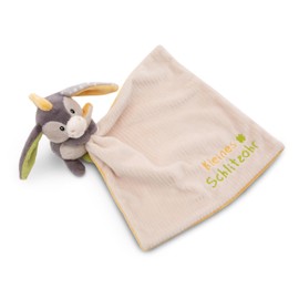 NICI Baby Comforter 22 x 22 cm with Cuddly Toy Donkey - Fluffy Cuddle Blanket for Girls and Boys, Baby Gift for Birth, with Embroidered Lettering "Kleines Schlitzohr" - 49751