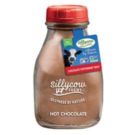 Silly Cow Farms Hot Chocolate Mix Rich Chocolate Delight Gluten Free, Non GMO Dairy Free Indulgence with Pure Peppermint Twist Flavor - Reusable Packaging - 16.9 oz Glass Bottle - Pack of 1