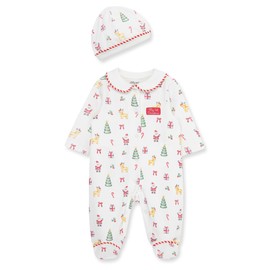 Little Me Clothes for Baby Girls' Christmas Marshmallow Footie and Cap Set, 6 Months