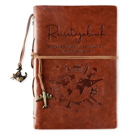 A5 Faux Leather Notebook "Memories Capture for Eternity" 160 Pages Blank Refillable Travel Diary Vintage Journal Travel Notebook Gifts Ring Binder for Writing Yourself Travel Diary