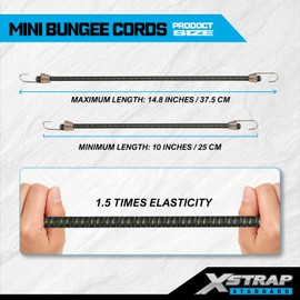 XSTRAP STANDARD 20 Pack Mini Bungee Cords with Hooks, 10 Inch Rubber Stretchy Bungee Cords for Camping, Tools, Tarp Covers, Canvas Canopies, and Cargo (Camouflage), Hang Christmas Ornaments