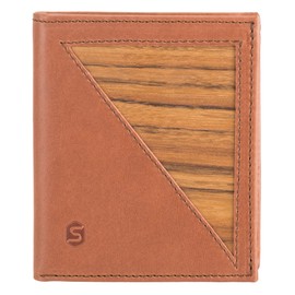 SEBASTIAN STURM Pascal Wallet, Real Wood and Leather, Elegant Men's Wallet, Brown/Amazaque, coin purse