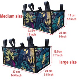 YELAIYEHAO Walker Storage Bag, Wheelchair Organiser Pouch, 2 Sizes - Medium 33x23x15 cm, Large 37x24x19.5 cm, Leopard Print (Maple Leaves, 14.6 x 9.5 x 7.7inch)
