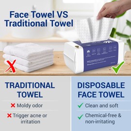 Ourmed Life Face Towels, Disposable Biodegradable Facial Clean Wash Cloth for Sensitive Skin,300 count