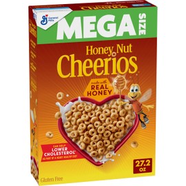 Honey Nut Cheerios, Heart Healthy Gluten Free Breakfast Cereal with Whole Grain Oats, Mega Size, 27.2 oz