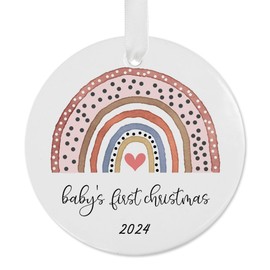 Baby's First Christmas Ornament 2024 Baby Girl Ornament Boho Rainbow Ornament First Christmas Gift Newborn Gift Memory Keepsake Rainbow Christmas Ornament